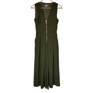 ASOS Sleeveless Wide Leg V-Neck Jumpsuit Olive Green size 0